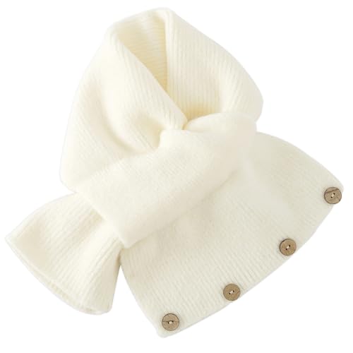 Bufanda Mujer Invierno,Pañuelos Cuello Mujer Poliéster,Fulares Mujer con Botones de Adorno,Color Sólido Tejido en Canalé Cuello Cruzado Suave Lindo Calentador de Cuello Pañuelos Beige 90cm
