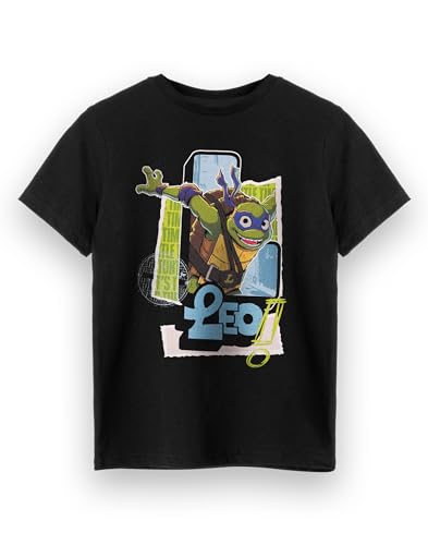 Photo de Teenage Mutant Ninja Turtles Leo Garçons T-Shirt | T-Shirt Graphique Leonardo à Manches Courtes pour Enfant (Noir) | Haut de vêtements de Personnage d’Art Alternatif | Cadeau de Marchandise TMNT