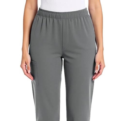 Image of Scrub Pants for Women Drawstring Waist with Straight Leg High Waisted Solid Color Soft Breathable Pants with Pockets