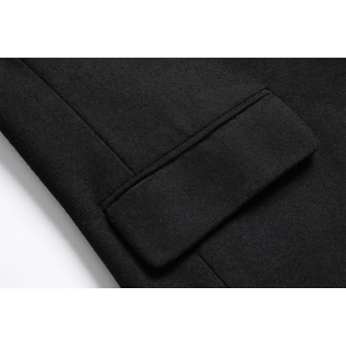 Image of INVACHI Men's Wool Blend Long Trench Coat Notched Collar Single Breasted Overcoat Warm Winter Pea Coat