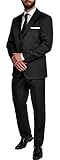 Hirschthal Herren Anzug Regular Fit 2-teilig Sakko und Anzughose Schwarz 52