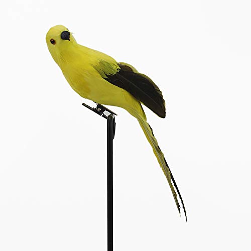 LWINGFLYER Yellow Feather Parrot Artificial Bird for Modern Home Garden Zoo Ornament Decoration Colorful (Yellow)
