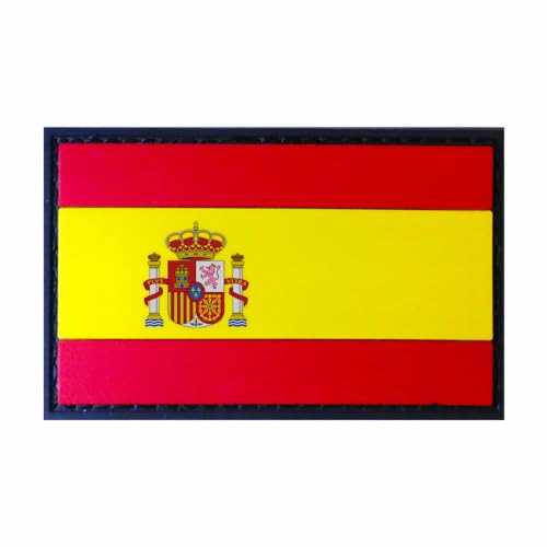 Ecusson PVC DRAPEAU OFFICIEL ESPAGNE Patch 3D PVC Scratch Hook Loop 8x5cm| Patch MILITAIRE training...