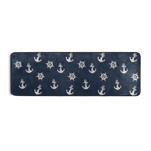 Tapete corredor vintage ancla azul 183x61 cm