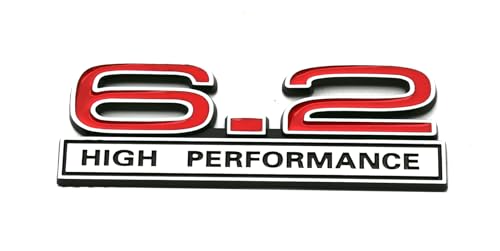 Image of 2pcs 6.2 Liter High Performance Engine Emblems Badge 3D Decals Stickers Cars Trucks (Chrome Red)