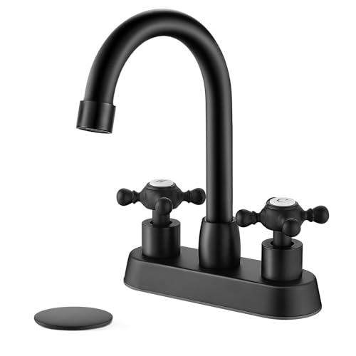 Cinwiny 4 Inch Centerset Bathroom Faucets Double Cross Handle Bathroom Sink Faucet Deck Mounted...