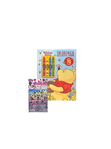 Disney Winnie The Pooh - Juego de libros para colorear y actividades con ceras, 30 páginas, incluye 80 calcomanías de fiesta de Minnie Mouse