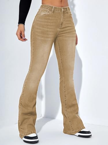 Image of Ben Martin Women's High Waist Jeans || Flared Bell Bottom Bootcut Pants || Wide Leg Stretch Denim - Perfect for Travel, Party & Everyday Use - Sizes 26-40 (1)