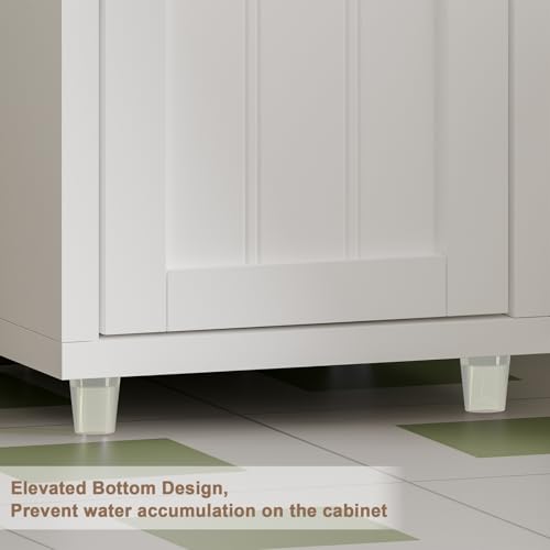ChooChoo Narrow Bathroom Storage Cabinet with Adjustable Shelves, Tall Storage Cabinet with 2 Doors and 1 Drawer, Freestanding Cupboard for Small Spaces, White
