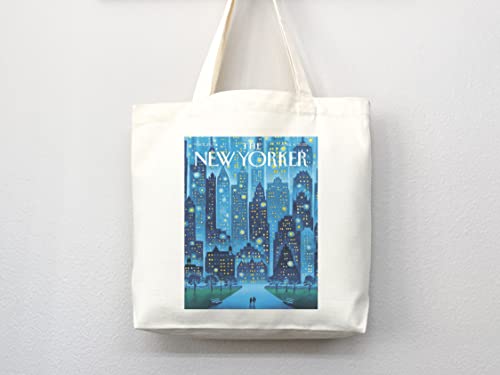 Bolso tote New Yorker con arte de portada de la revista, diseño estético y artístico, hecho a mano miniatura 2