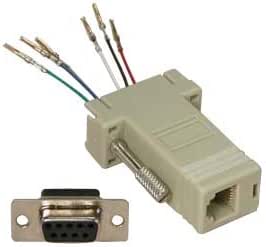 InstallerParts DB9 Female to RJ11/12 (6 Wire) Modular Adapter Ivory -- Gold Plated