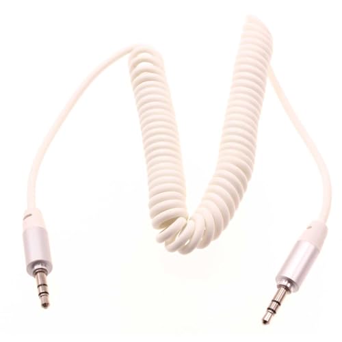 Cable Auxiliar Jack 3.5mm enrollado color blanco