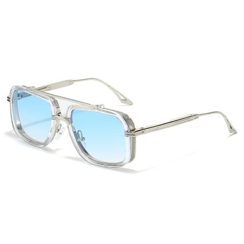 Lunettes de soleil de luxe rétro en métal à double pont chic pour femme