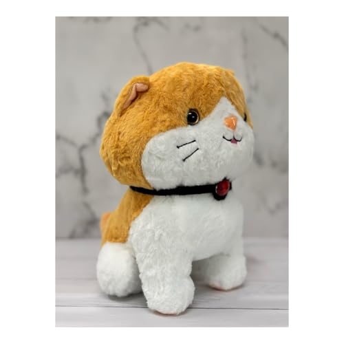 Image of ADORA Cute Cat Soft Toy Plush - 25cm Orange & White Kitten Stuffed Animal | Ultra-Soft & Cuddly Plushie with Red Collar | Gift for Girls, Boys, Kids, and Cat Lovers | Kawaii Plush Toy for All Ages