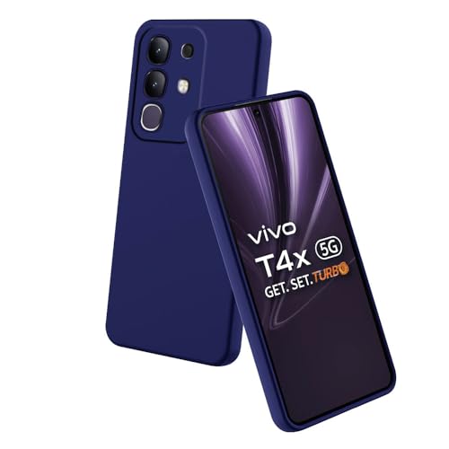 Image of Back Cover for Vivo T4x 5G / Y29 4G / iQOO Z10x 5G | Full Camera Protection | Premium Liquid Silicon Case | Flexible Bumper Case for Vivo T4x 5G / Y29 4G / Y31 Pro 5G /iQOO Z10x 5G (Dark Blue)
