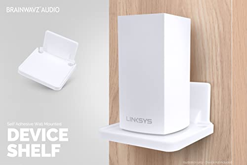 Image of Brainwavz Screwless Wall Mount Shelf for Security Cameras, Baby Monitors, Speakers & More, Universal Holder, Strong Adheasive, No Mess (White)