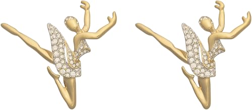 Image of Set of 2 Brooch Lapel Pins With Rhinestones
