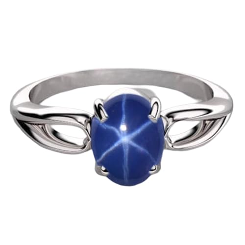 Blue Star Ring Women's Blue Star Sapphire Ring 925 Sterling Silver 6 Ray Starts Engagement Ring Beautiful Silver Jewelry
