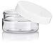 JUVITUS 2 oz Clear PET Plastic (BPA Free) Refillable Low Profile Jar with White Lid (12 pack)