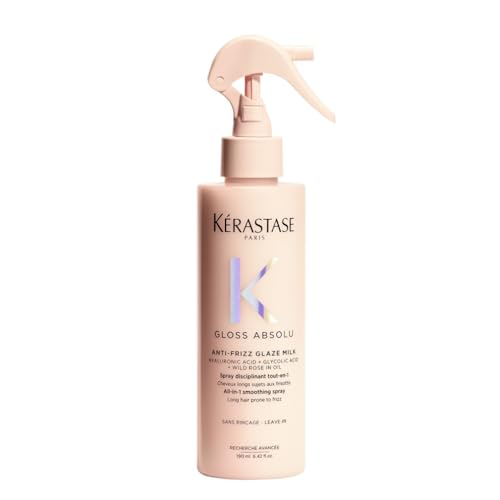 Kérastase Gloss Absolu Hair Treatment Spray Heat Protection for All Hair Types with Glycolic Acid Hyaluronic Acid & Wild Rose 190ml
