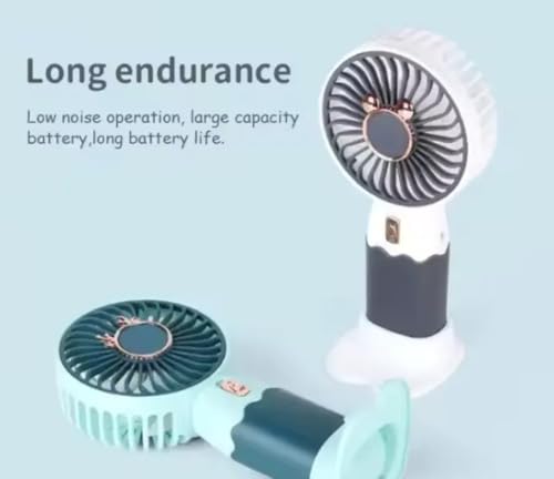 Image of MIRADH Mini Handheld Fan (Upto 2 Hours Running) Rechargeable Battery Operated Portable Fan, Desk Fan, Carry It Anywhere (AQUA)