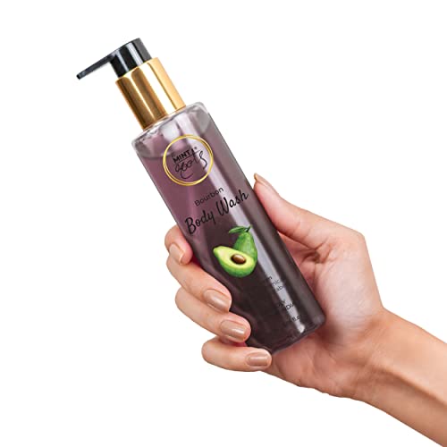 Image of Bourbon Body Wash with the Goodness of Glycerine & Avocado by Mintroots, Deeply Nourishing & Brightening Bodywash for Men & Women, Exfoliating Shower Gel For All Skin Type, Youthful Skin, 180ml