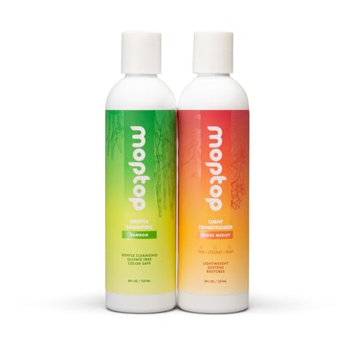 MopTop Lightweight Curly Hair Shampoo and Conditioner Set β Gentle Shampoo + Light Conditioner, Reduces Frizz & Restores Dry Damaged Hair, Sulfate & Paraben Free β Wavy, Curly, Coily, Kinky (Set of 3)