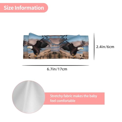 3D Bald Eagle Picture Baby Bow Headband Super Stretchy Soft Bows Hair Accessories for Newborn Infants Toddlers Kids Girls3