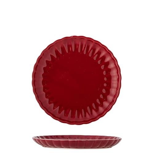 Bloomingville Latina Plato D20 x 2 cm – Plato Llano de gres – Plato de cerámica Uso Diario y Ocasiones Especiales – Apto para lavavajillas y microondas (Rojo)