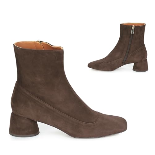 Women Suede Chunky Heel Ankle Boots Zipper Square Toe Sock Booties Mid Calf Comfort 2 Inch Block Heel Short Boots Slouch Go Go Ankle Boots Dressy Retro Casual 4-11 M US4