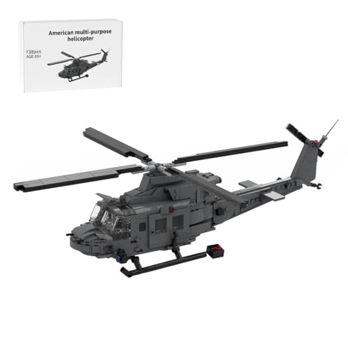 RBLOCTOYNY Bell-412 Helicopter Blocks Set for Adults, MOC Aircraft Model with Detailed Rotors & Transparent Cockpit, Desk Display & Decor, Gift for Military Enthusiasts, Designed by Zaturon (738PCS)