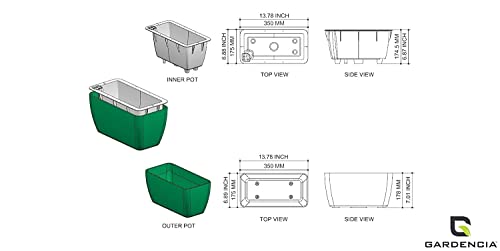 Image of GARDENCIA Self Watering Flower Pots for Outdoor Indoor Gardening /Rectangle Big Plant Pot with Polypropylene UV Material /Decorative Modern Gamla (Pack of 1, Recta Big Green)