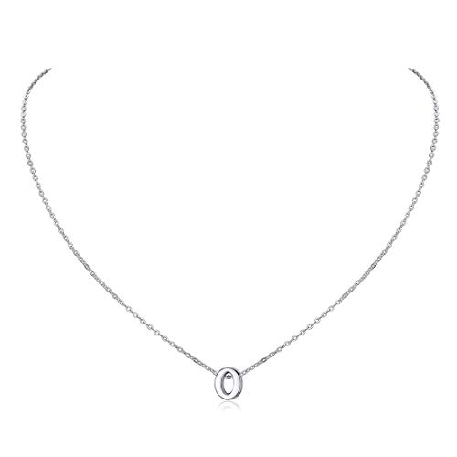 925 Sterling Silver Letter Necklace Dainty Personalized Alphabet Initial Pendant Script Name Choker Necklace for Women Letter O