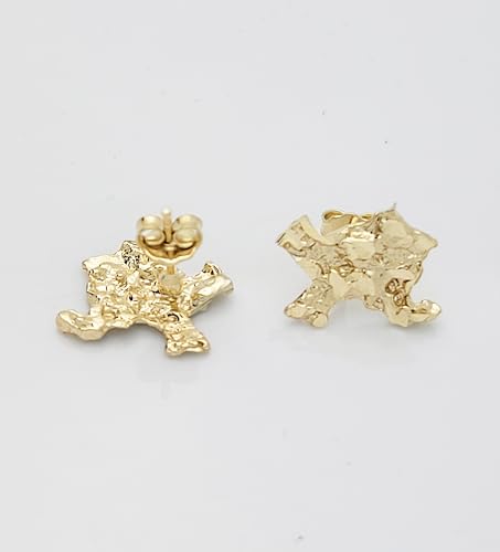 10k Yellow Gold Texas Nugget Earrings 12 mm x 11 mm4