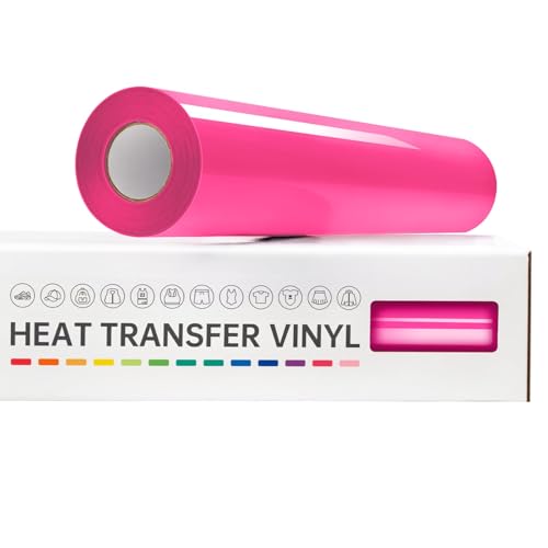 VinylRus Heat Transfer Vinyl-12 x 20ft Neon Pink Iron on Vinyl Roll for Shirts Fluorescent Hot Pink HTV Vinyl for Silhouette Cameo Easy to Cut & Weed