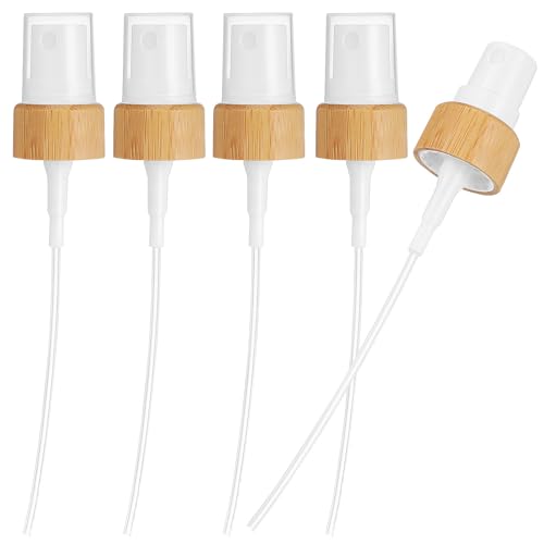 NOLITOY Cabezales Pulverizadores de Repuesto 5 Unidades 18/410 Ribete de Bambú Blanco Dosificador Spray para Botellas de Aceites Esenciales Perfumes y Cosméticos Cierre Hermético Uso