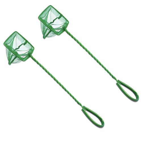 BCHKO 2 Pezzi Retino a Maglia Fine per Pesci Piccoli Rete per Acquario con Manico in Plastica per Pesci e Gamberetti