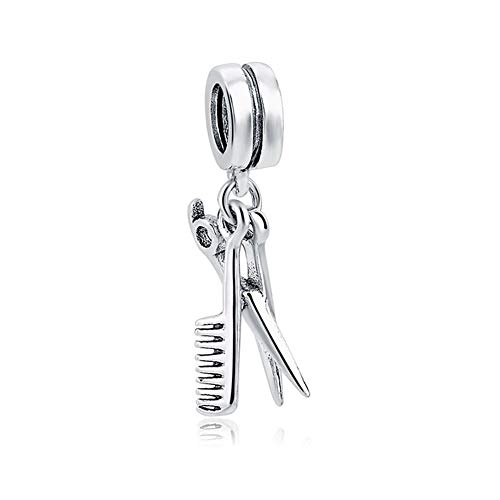 SZKP Womens personalità fascini S925 Argento Forbici Pettine Ciondolo Compatibile con Pandora e Braccialetti Europei Collane
