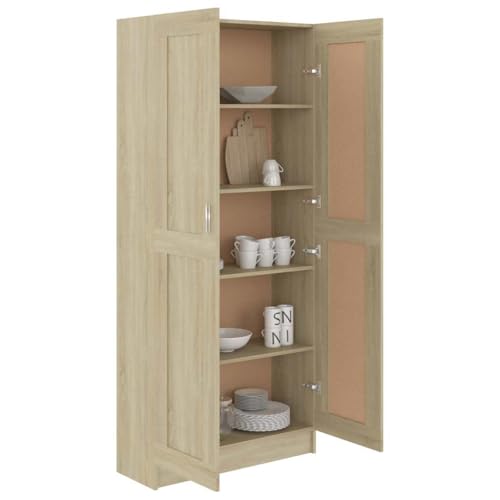 Estantería roble Sonoma de 5 compartimentos y 2 puertas 185cm 8