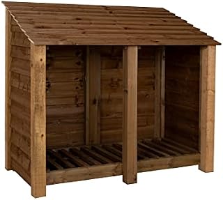 Wooden Log Store 4ft (W-146cm, H-126cm, D-88cm) (Without kindling shelf, Natural (Light green))
