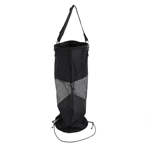 Mesh Trash Bag for Boat, Nylon Reusable Boat Bean Bag Boat Garbage Can Boat Storage Bag Boat Gadgets Boat Garbage Container with Lanyard for Outdoor Seaside (Black)