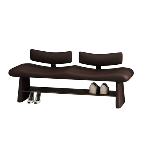 Banco de Almacenamiento de Zapatos, otomano tapizado de Piel sintética for Dormitorio, Extremo de la Cama, con Gran Espacio de Almacenamiento for Sala de Estar, Entrada, Dormitorio(Brown)