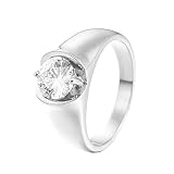 Aotiwe - Anillo gótico para hombre, anillo de falange gótico redondo simple oro con circonita cúbica de acero inoxidable, 64, Acero inoxidable, Cubic Zirconia