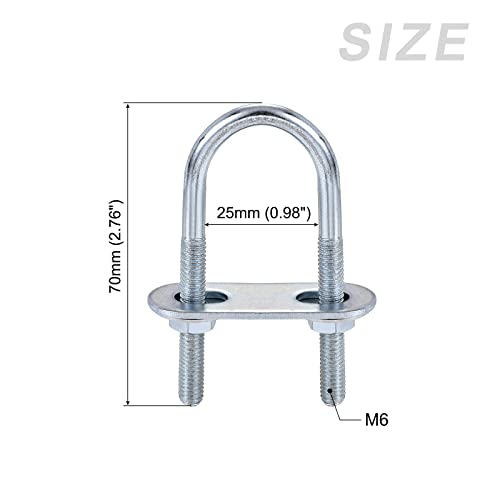 Image of METALLIXITY U Bolts 4 Sets (M6x25x70mm), Round U Bolt Steel with Accessories - for Construction, Pipe