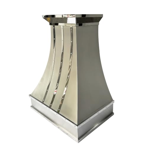 Image of SINDA Stainless Steel Range Hood with Internal Motor, Led Lights and Baffle Filter, 30 inchW x 42 inchH, Wall Mount, In Stock