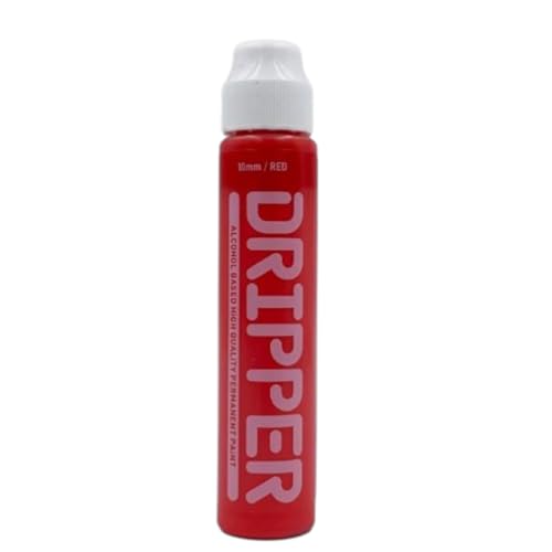 PROGAL COLORS Flüssigfarbe Dope Dripper Multi Color & Multi Size Mopp Marker Graffiti Art Taggers Permanent Alkohol basierte Farbe Nachfüller (Rot 10mm Mop Marker)