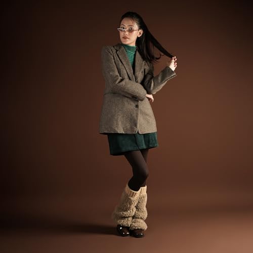 Image of Theater Women Banded Plush Ribbed Leg Warmer - Black | Soft Ribbed Knit with Contrast Band | Stretchable & Stylish | Free Size Layer