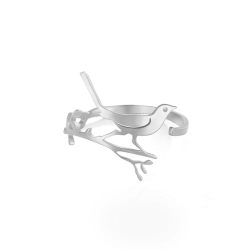 kkjoy Birds Ring Stainless Steel Adjustable Open Finger Rings Promise Ring Jewelry Gift for Women Charming Ladies