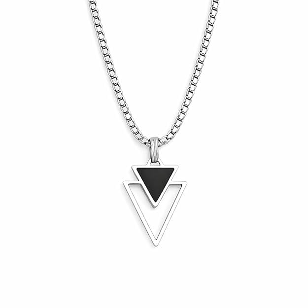 Men's Jewellery Black Silver Chain For Men Boys Geometric Stainless Steel Black Silver Locket Pendant Necklace Chain For Men Boys For Husband Gift Chains Gifts for Diwali, Christmas, Birthday-image-42