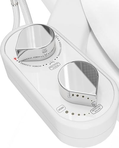 Image of CLEAR REAR Bidet Attachment for Toilet Seat - Non-Electric with Self Cleaning Dual Nozzles, Leak Proof Connectors, Adjustable Water Spray, Rear & Feminine Wash - Hygienic Bathroom Upgrades (White)